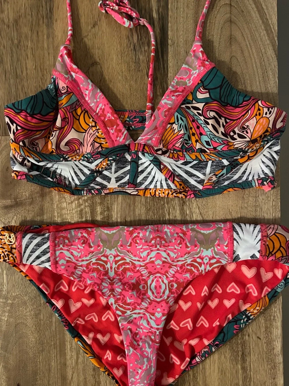 Maaji girls bikini - Multicolor Printed Bikini Set - Pink Accent - Reversible